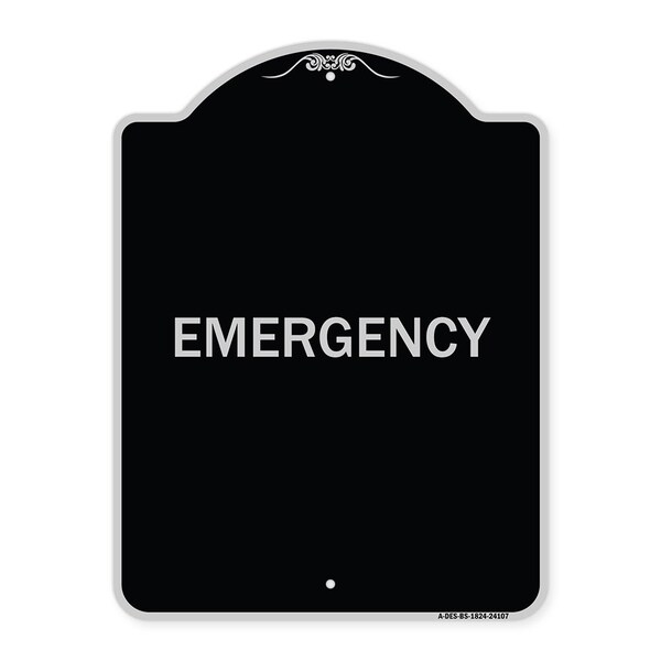 Signmission Designer Series Sign Emergency, Black & Silver Heavy-Gauge Aluminum Sign, 24" x 18", BS-1824-24107 A-DES-BS-1824-24107 - main